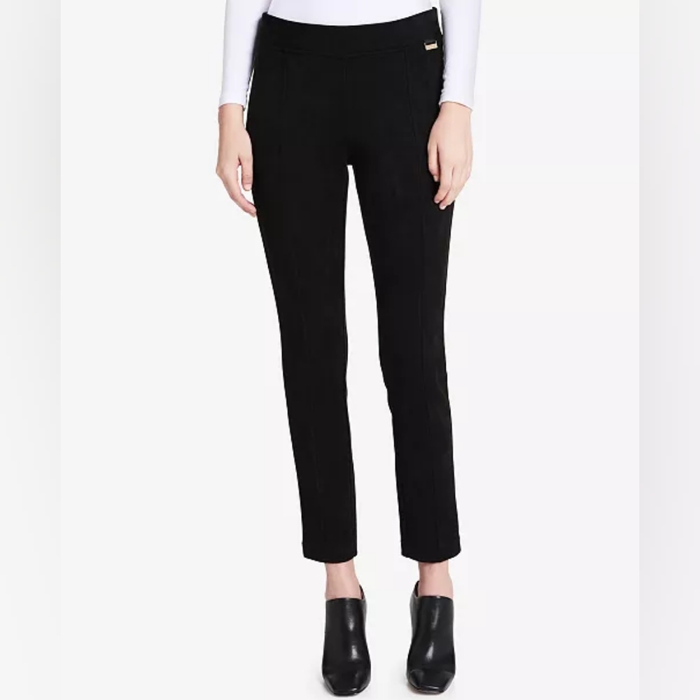 Calvin Klein Faux Suede Black Slim Fit Pull On Pant Size Med